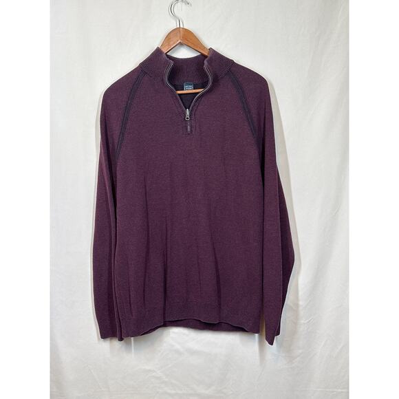 TAILOR VINTAGE Sweater 1/4 Zip L Plum Gorpcore Streetwear Preppy Dad Sweater - Picture 1 of 15